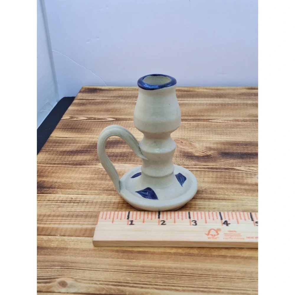 WPF Williamsport Pottery‎ Factory Candleholder 2000 Blue Leaf Design